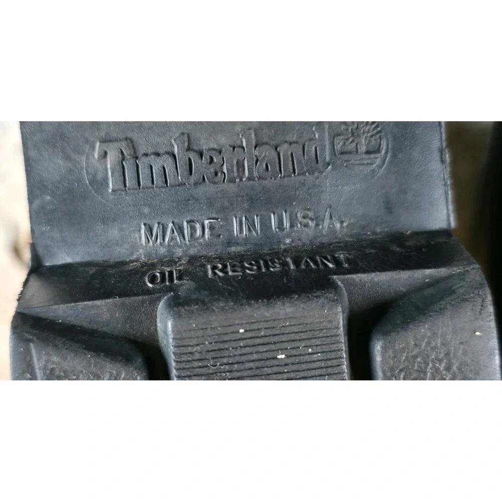 Vintage Timberland Boots Mens Size 9 Tripe Black Soft Toe Combat Made in USA.